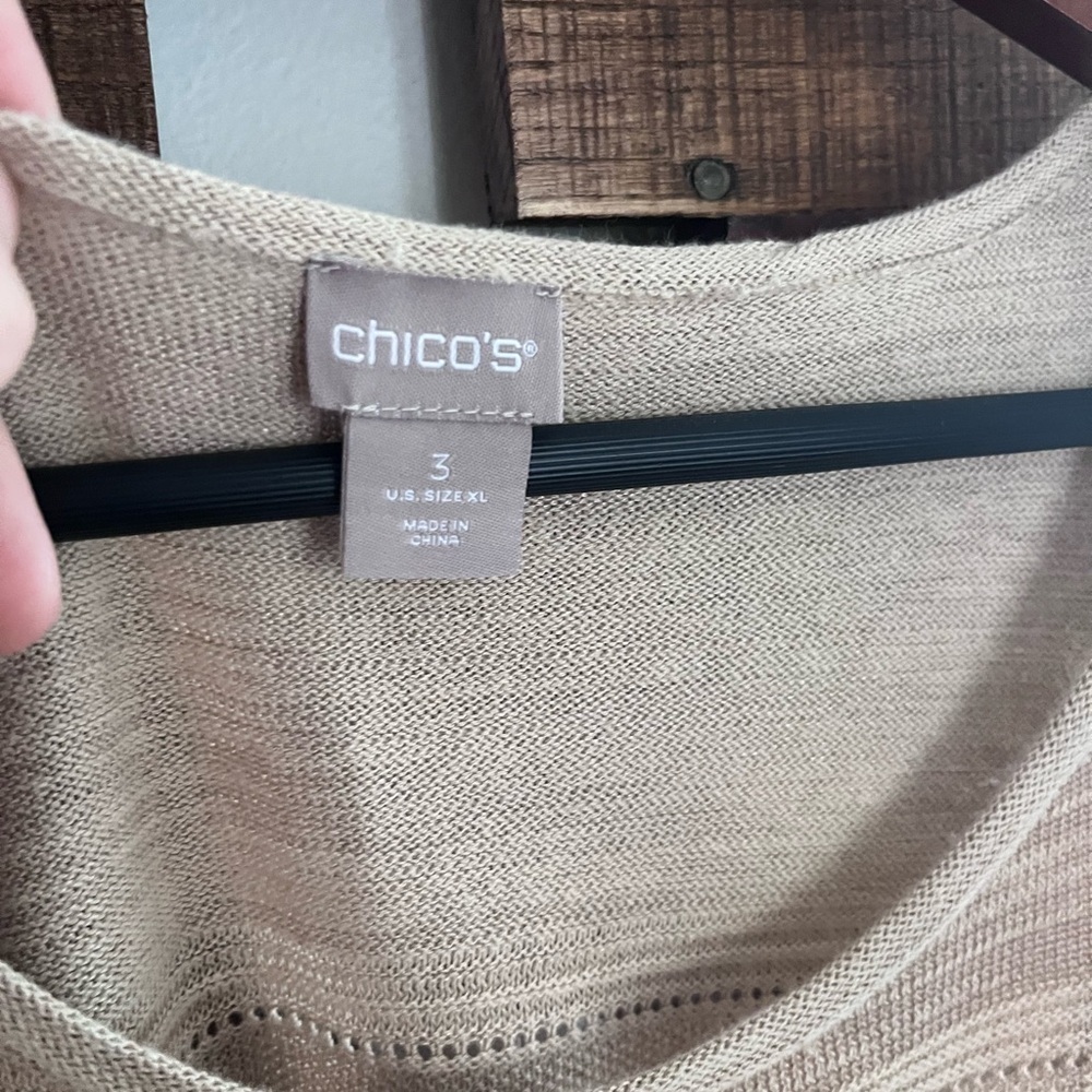 Chicos Womens 3 sleeveless top blouse tan knit neutral coastal beige - Picture 2 of 6